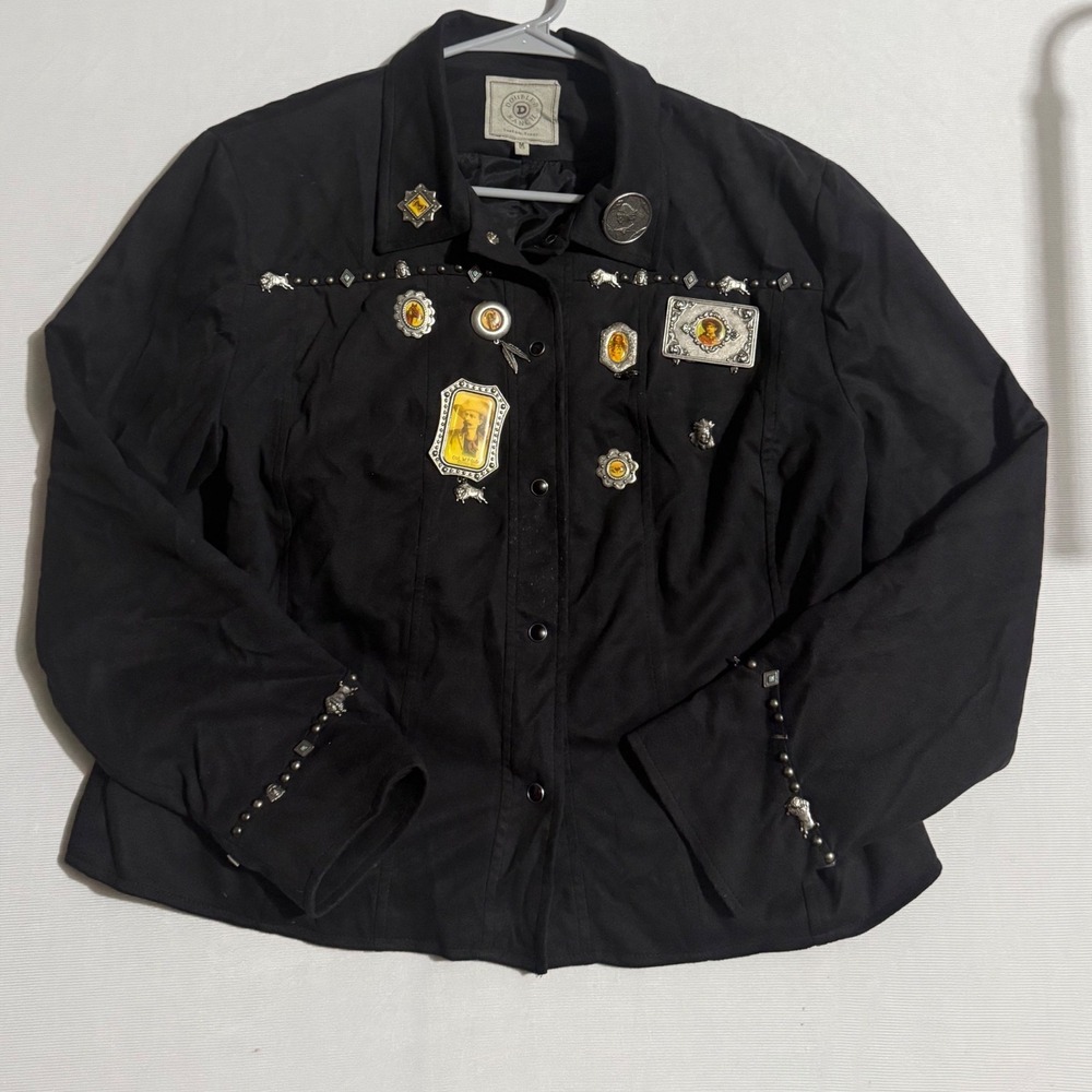 Double D Ranchwear Buffalo Bill Annie Oakley Embellished Western Jacket Black M